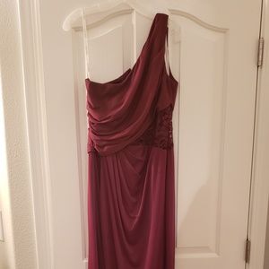 Burgundy Chiffon & Lace Dress